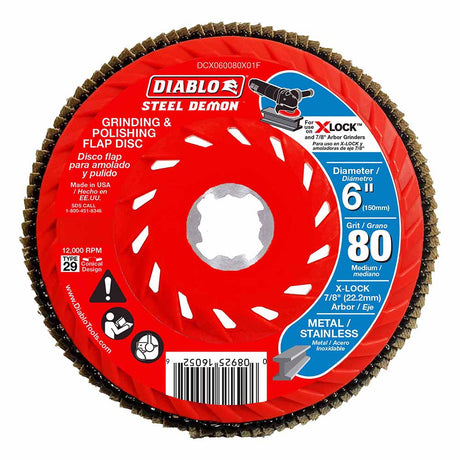 Diablo DCX060080X01F 6" 80-Grit Flap Disc for X-Lock and All Grinders