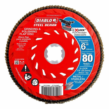Diablo DCX060080X01F 6" 80-Grit Flap Disc for X-Lock and All Grinders