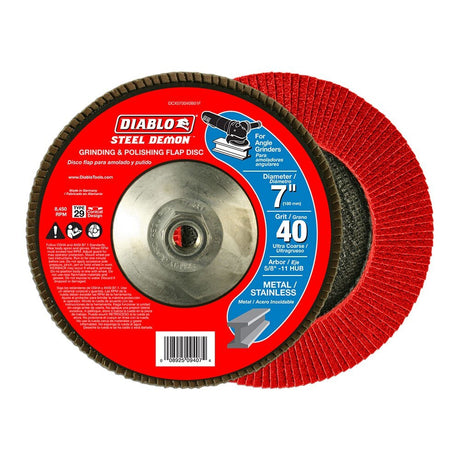 Diablo DCX070040B01F 7" Steel Demon Flap Disc 40 Grit with Hub