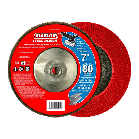 Diablo DCX070080B01F 7" Steel Demon Flap Disc 80 Grit with Hub