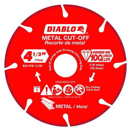 Diablo DDD045DIA101F 4-1/2" Diamond Metal Cut-Off Blade