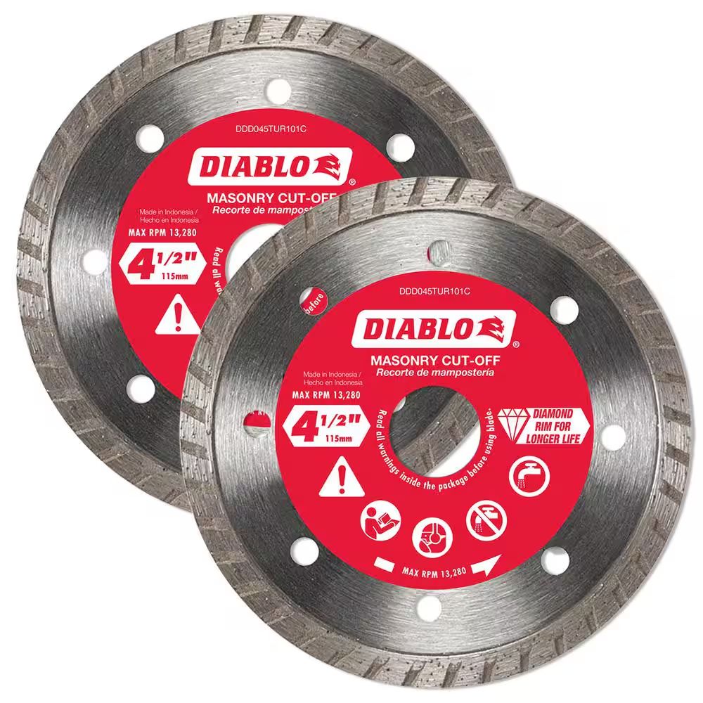 Diablo DDD045TUR1VP Diamond for Masonry 4 1/2 Turbo 2-Pack User Tria