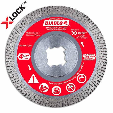 Diablo DDX045CON101C 4-1/2" Diamond Continuous Masonry Cut-Off with X-LOCK arbor