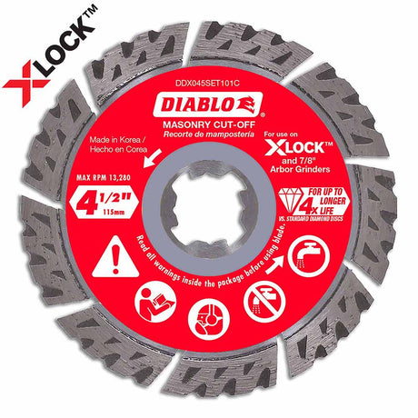 Diablo DDX045SET101C 4-1/2" Diamond Segmented Turbo Masonry Cut-Off with X-LOCK arbor