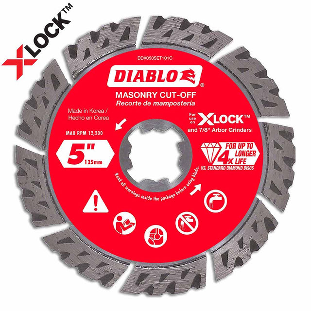 Diablo DDX050SET101C 5" Diamond Segmented Turbo Masonry Cut-Off with X-LOCK arbor