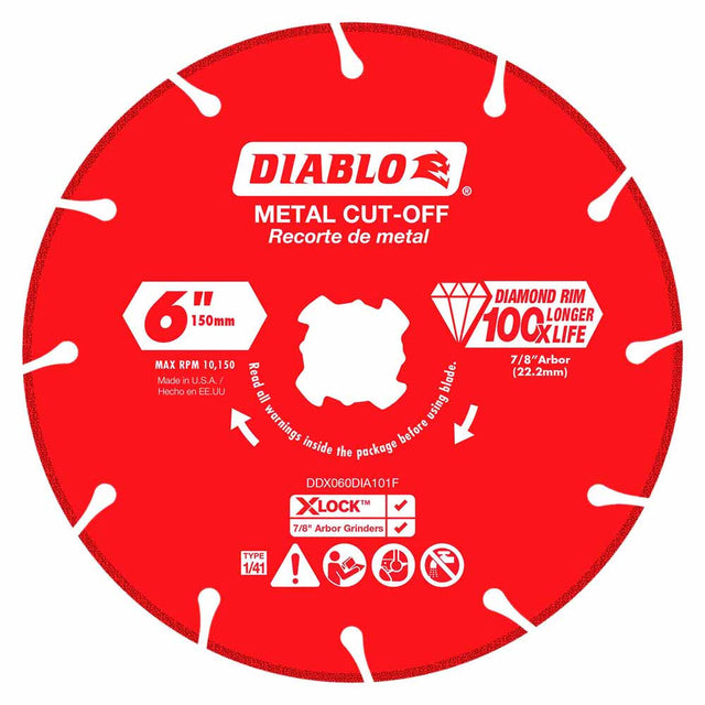 Diablo DDX060DIA101F 6" Diamond Rimmed Disc for Metal Cutting for X-Lock and All Grinders