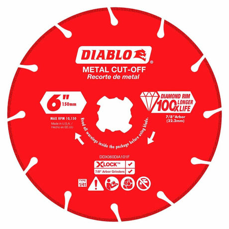 Diablo DDX060DIA101F 6" Diamond Rimmed Disc for Metal Cutting for X-Lock and All Grinders