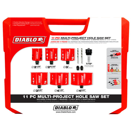 Diablo DHS11SLD 11 Pc Multi-Project Bi-Metal Hole Saw Set