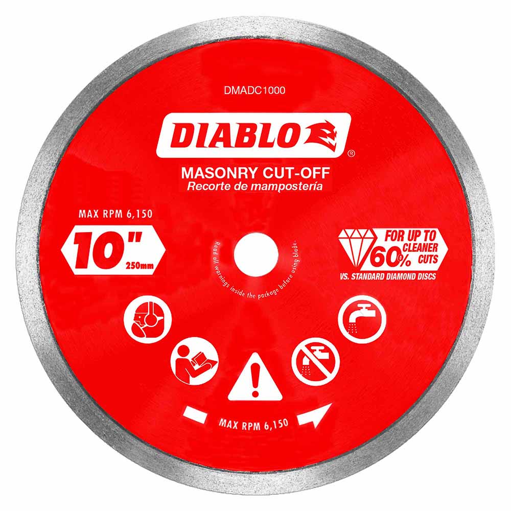 Diablo DMADC1000 10" Diamond Continuous Rim Cut-Off DiscsÂ for Masonry