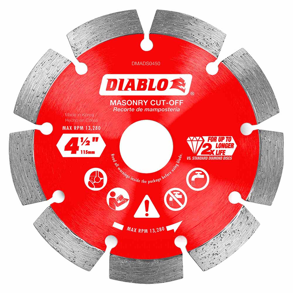 Diablo DMADS0450 4-1/2" Diamond Segmented Cut-Off Discs for Masonry