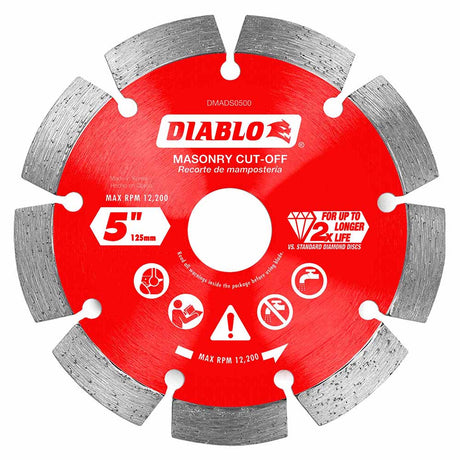 Diablo DMADS0500 5" Diamond Segmented Cut-Off Discs for Masonry