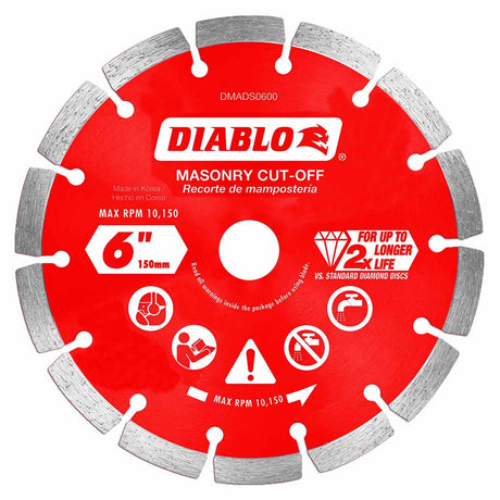 Diablo DMADS0600 6" Diamond Segmented Cut-Off Discs for Masonry