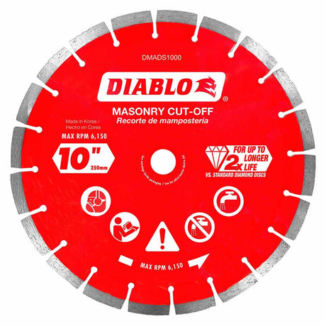 Diablo DMADS1000 10" Diamond Segmented Cut-Off Discs for Masonry