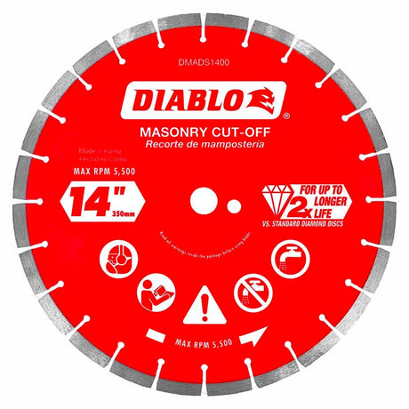 Diablo DMADS1400 14" Diamond Segmented Cut-Off Discs for Masonry