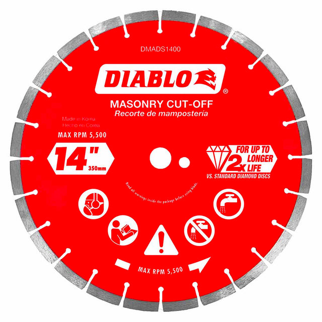 Diablo DMADS1400 14" Diamond Segmented Cut-Off Discs for Masonry