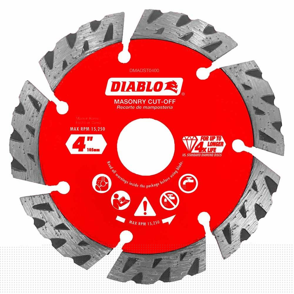 Diablo DMADST0400 4" Diamond Segmented Turbo Cut-Off Discs for Masonry