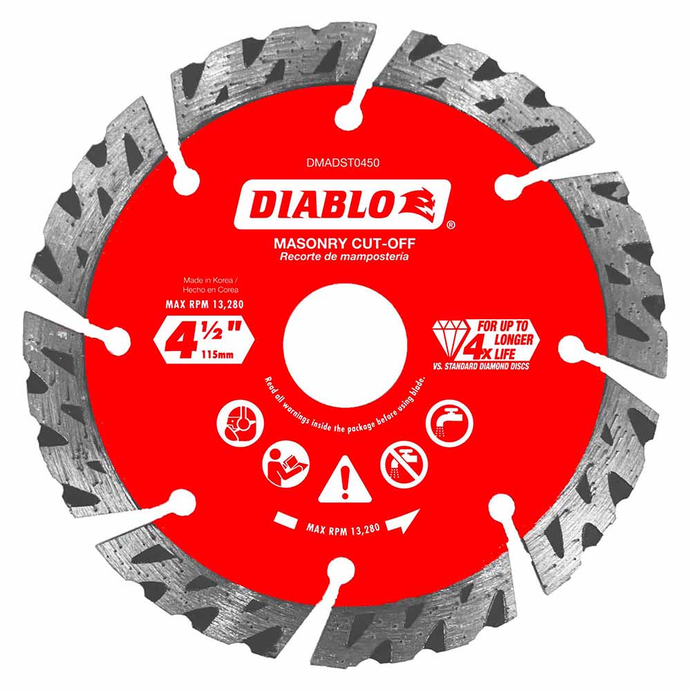 Diablo DMADST0450 4-1/2" Diamond Segmented Turbo Cut-Off Discs for Masonry