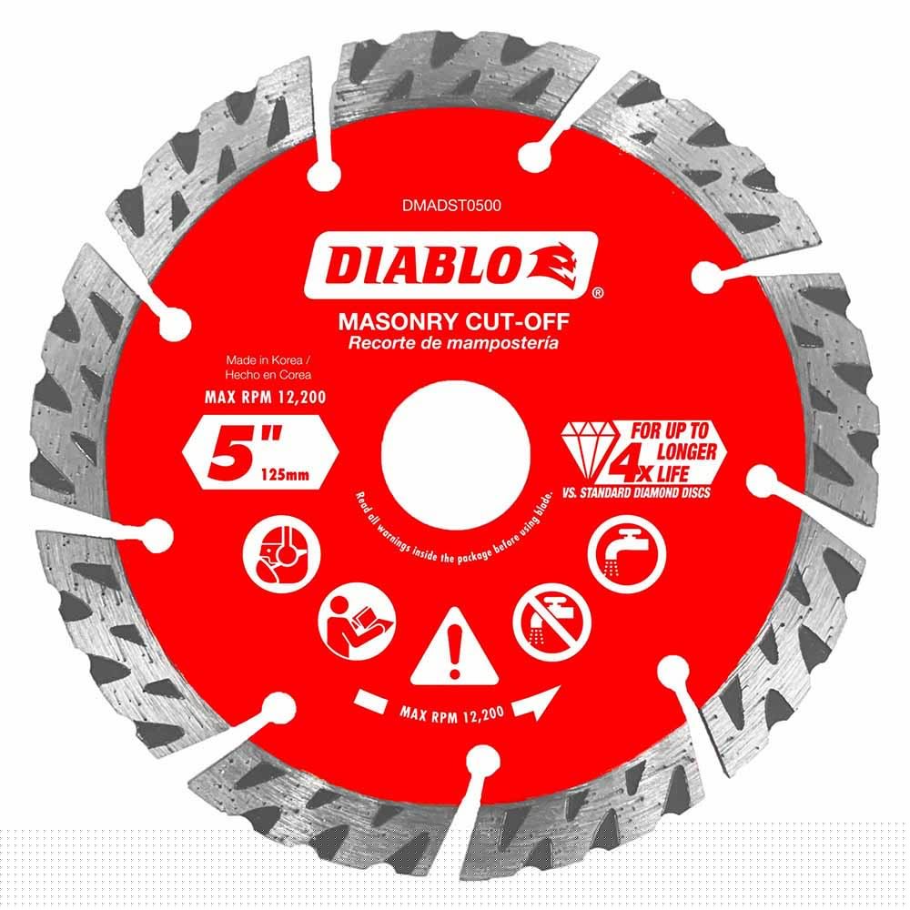 Diablo DMADST0500 5" Diamond Segmented Turbo Cut-Off Discs for Masonry