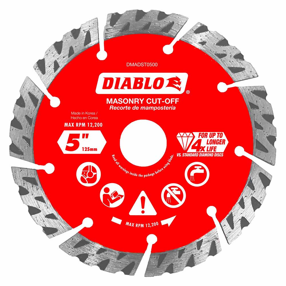 Diablo DMADST0500 5" Diamond Segmented Turbo Cut-Off Discs for Masonry