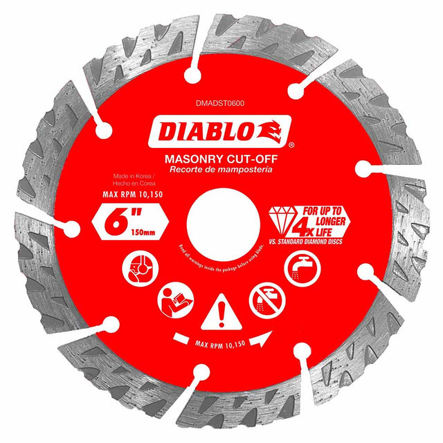 Diablo DMADST0600 6" Diamond Segmented Turbo Cut-Off Discs for Masonry