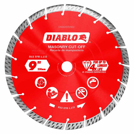 Diablo DMADST0900 9" Diamond Segmented Turbo Cut-Off Discs for Masonry