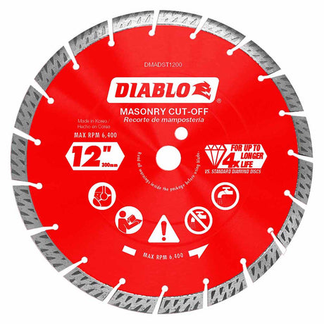 Diablo DMADST1200 12" Diamond Segmented Turbo Cut-Off Discs for Masonry