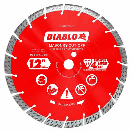 Diablo DMADST1200 12" Diamond Segmented Turbo Cut-Off Discs for Masonry