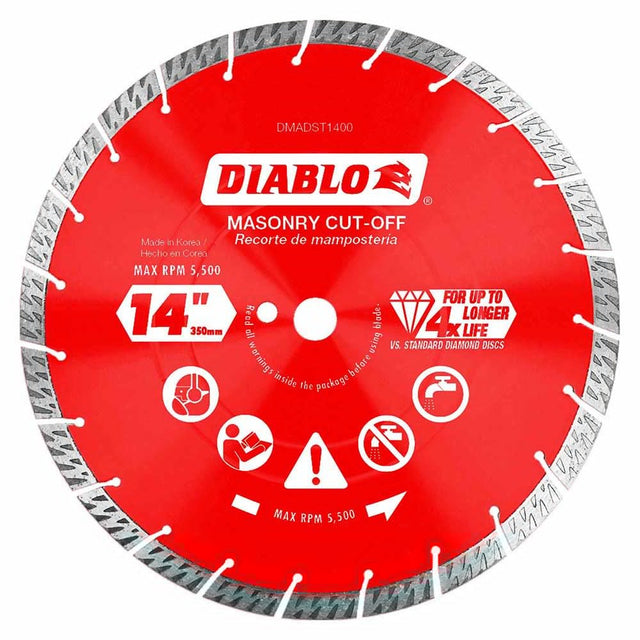 Diablo DMADST1400 14" Diamond Segmented Turbo Cut-Off Discs for Masonry