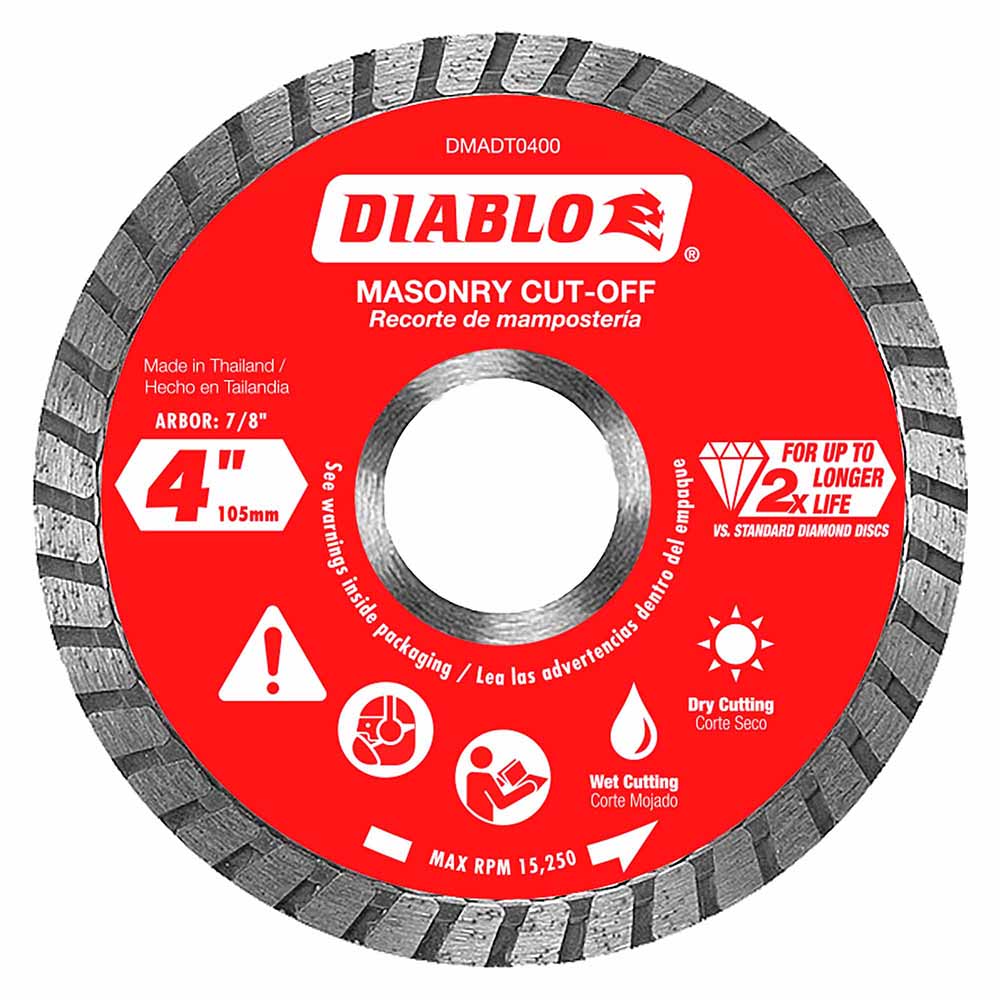 Diablo DMADT0400 4" Diamond Turbo Cut-Off Discs for Masonry