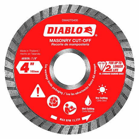 Diablo DMADT0400 4" Diamond Turbo Cut-Off Discs for Masonry