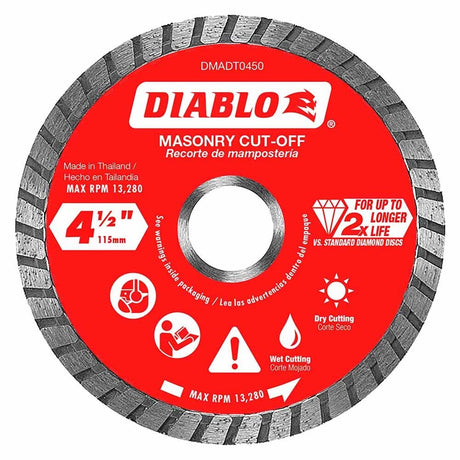 Diablo DMADT0450 4-1/2" Diamond Turbo Cut-Off Discs for Masonry