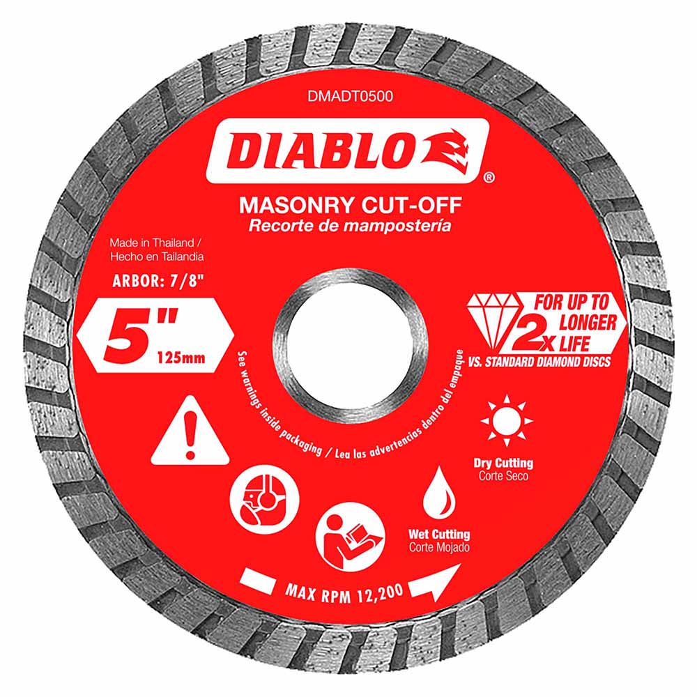 Diablo DMADT0500 5" Diamond Turbo Cut-Off Discs for Masonry