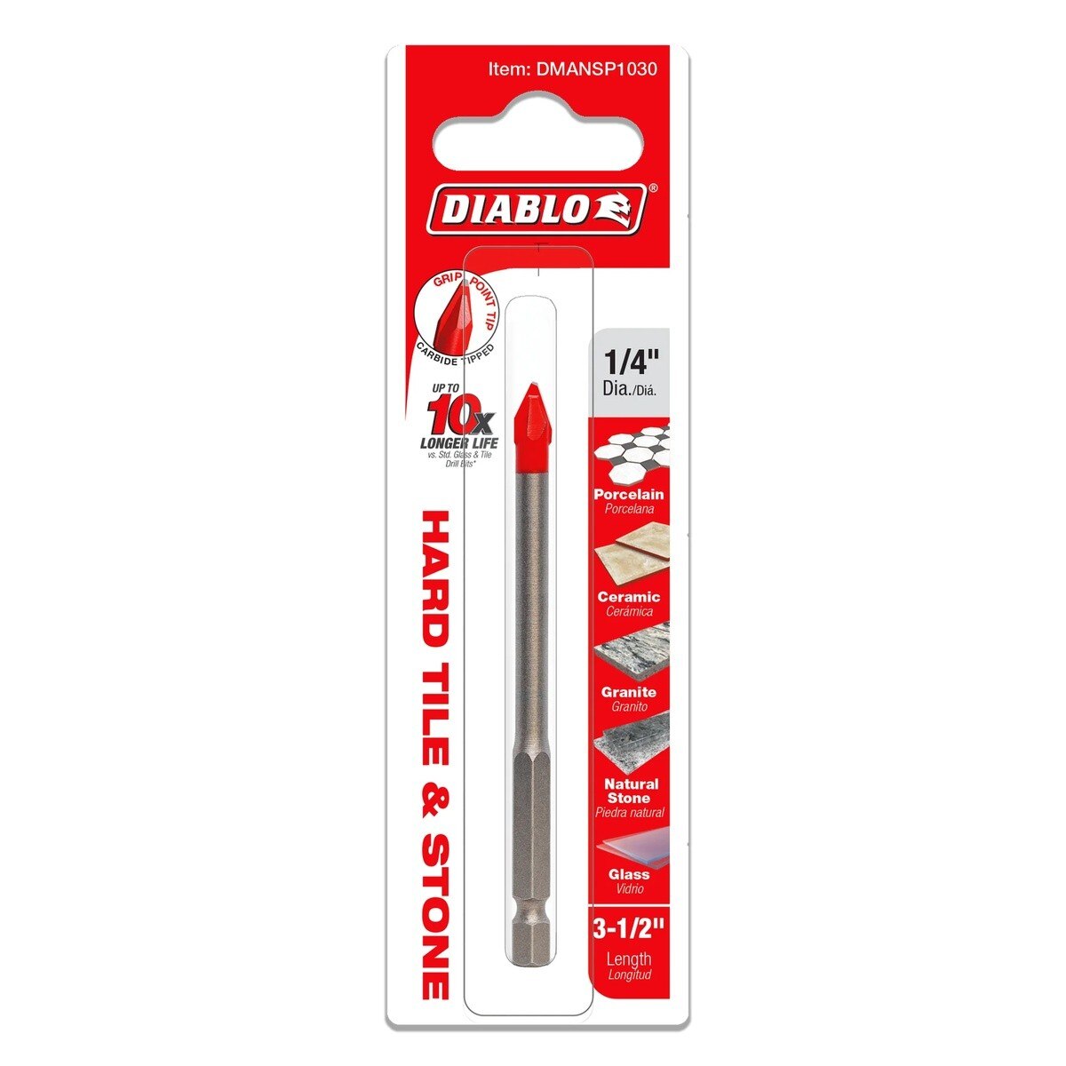 Diablo DMANSP1030 1/4" Hard Tile & Stone Carbide Tipped Drill Bit - 2