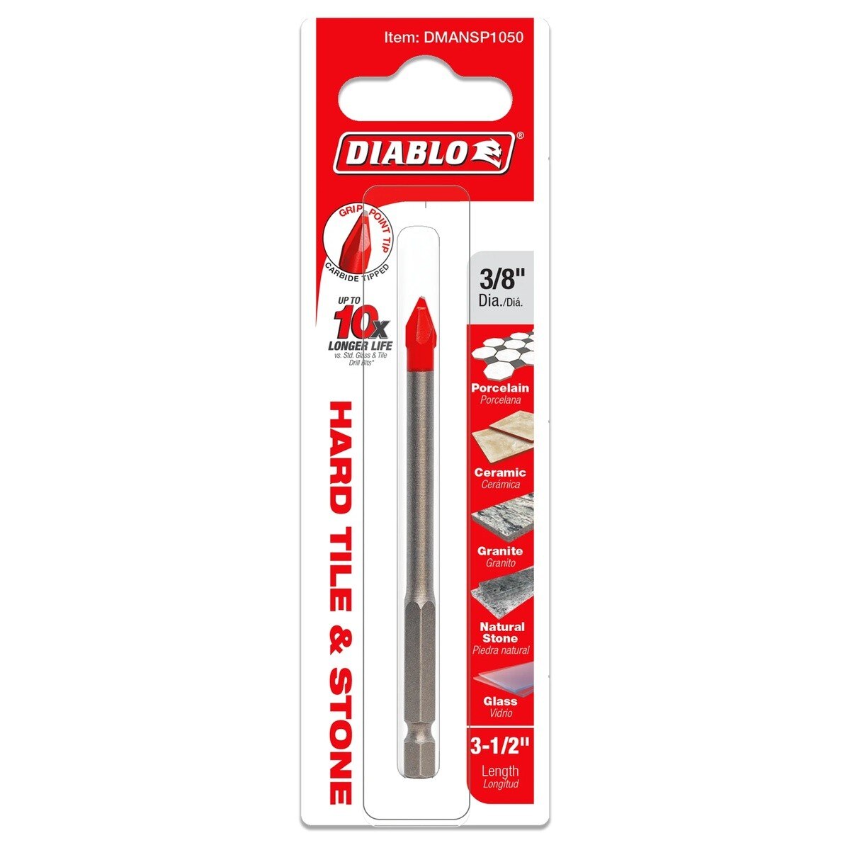 Diablo DMANSP1050 3/8" Hard Tile & Stone Carbide Tipped Drill Bit - 2
