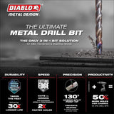 Diablo DMD14JB 1/4" Metal Demon Drill Bits for Mild, Hardened and Stainless Steels (2-Pack) - 2