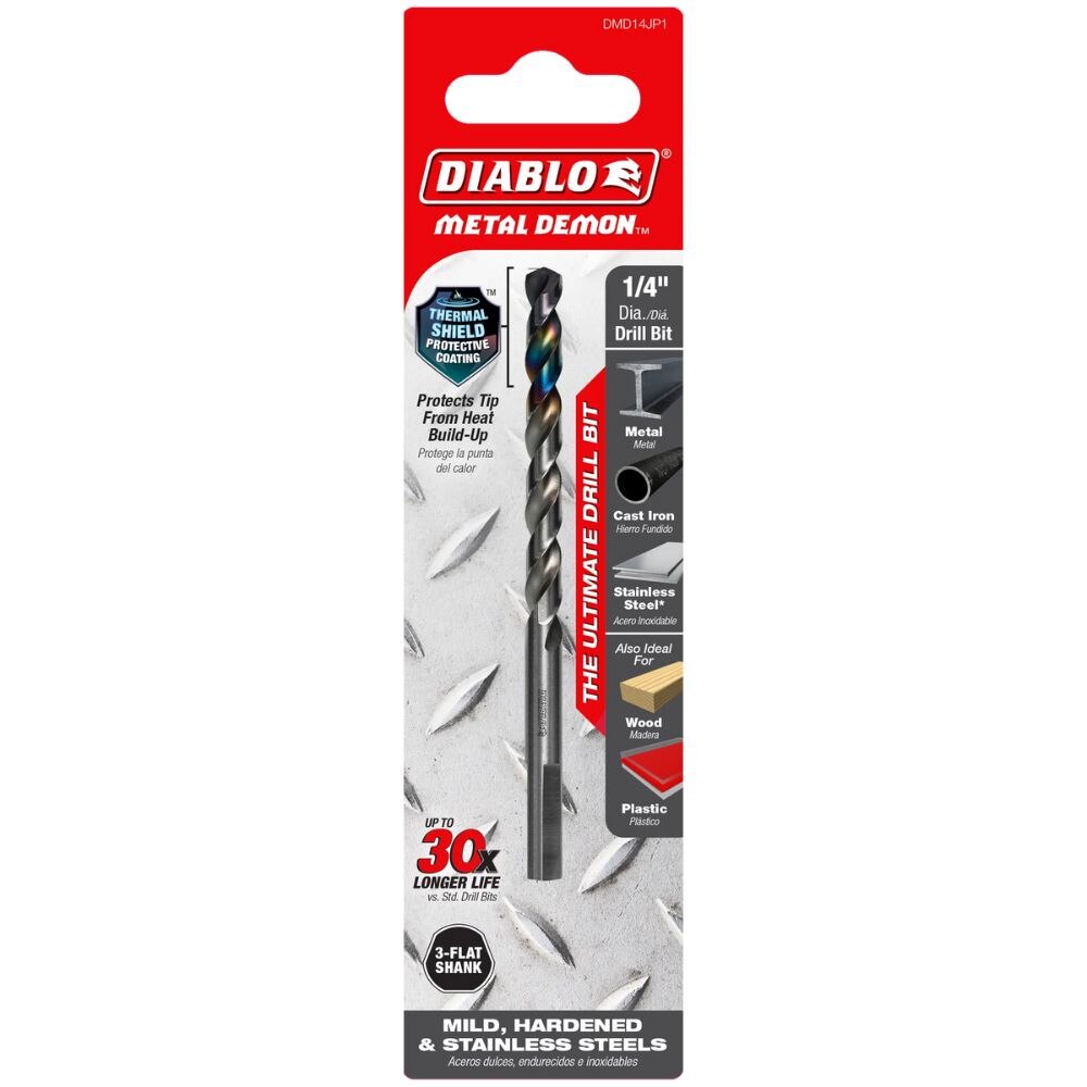 Diablo DMD14JP1 1/4" Metal Demon Drill Bit for Mild, Hardened and Stainless Steels - 3