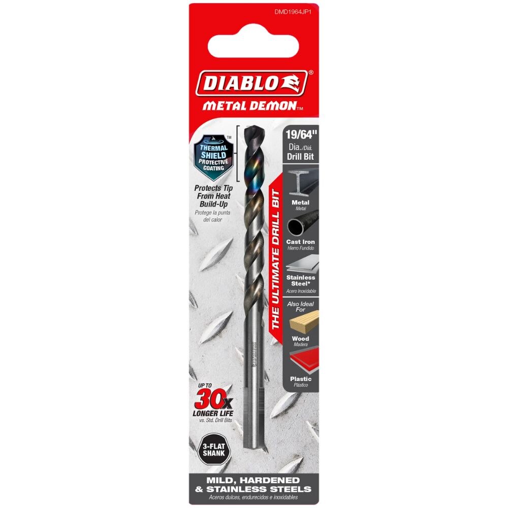 Diablo DMD1964JP1 19/64" Metal Demon Drill Bit for Mild, Hardened and Stainless Steels - 3