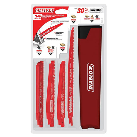 Diablo DS0014S 14 Piece Nail-Embedded Wood and Metal Demolition Recip Set