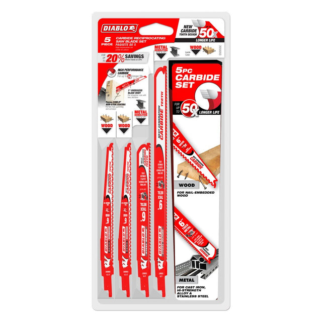 Diablo DS005SC 5 Piece Carbide Recip Set