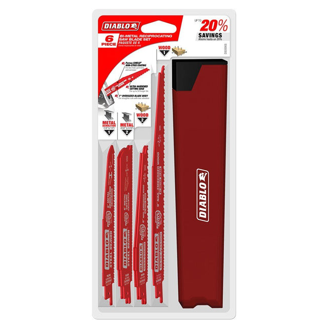 Diablo DS006S 6 pc Nail-Embedded Wood & Metal Cutting/Demolition Recip Set
