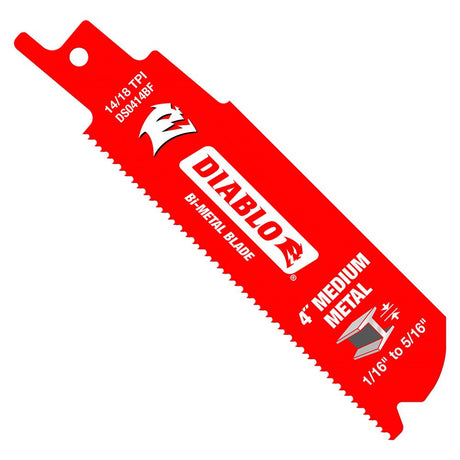 Diablo DS0414BF2 4" Bi-Metal Recip Blade for Medium Metal Cutting, 2Pk