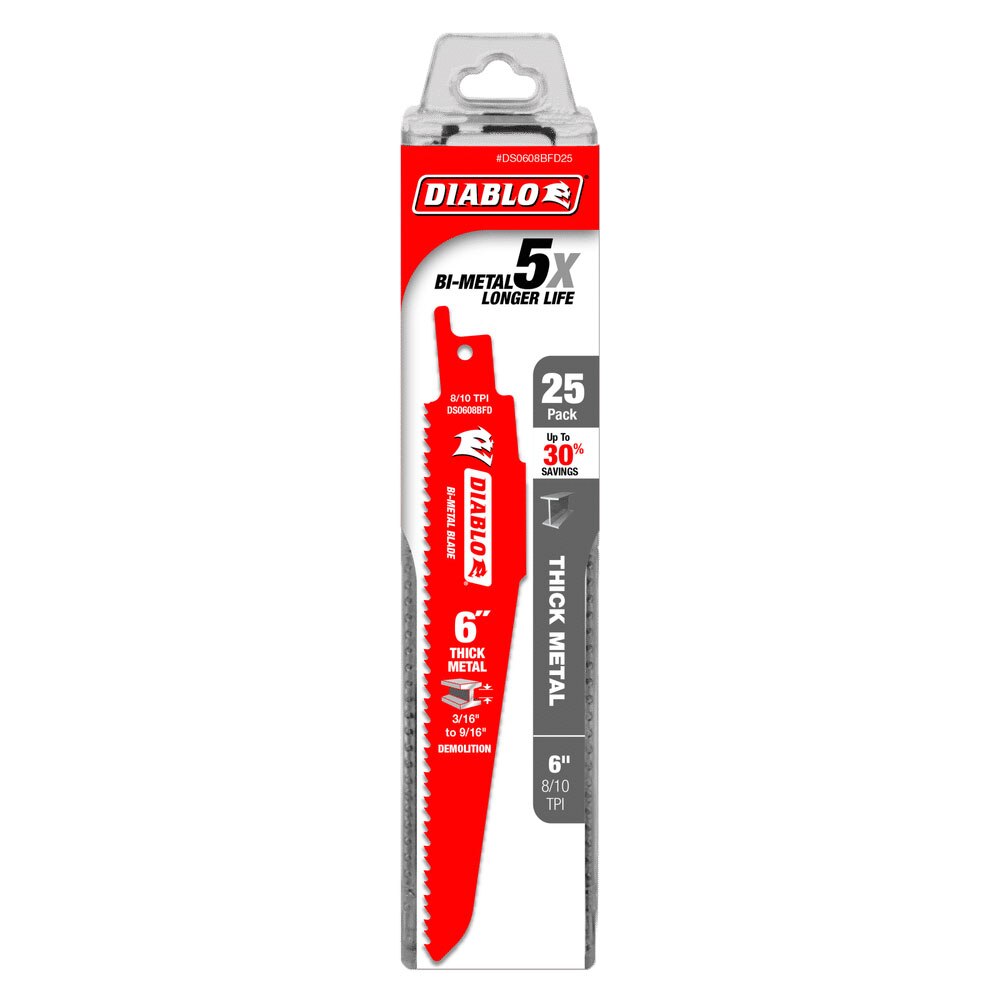 Diablo DS0608BFD25 6" Bi-Metal Recip Blade for Thick Metal/Demolition, 25 Pack - 2