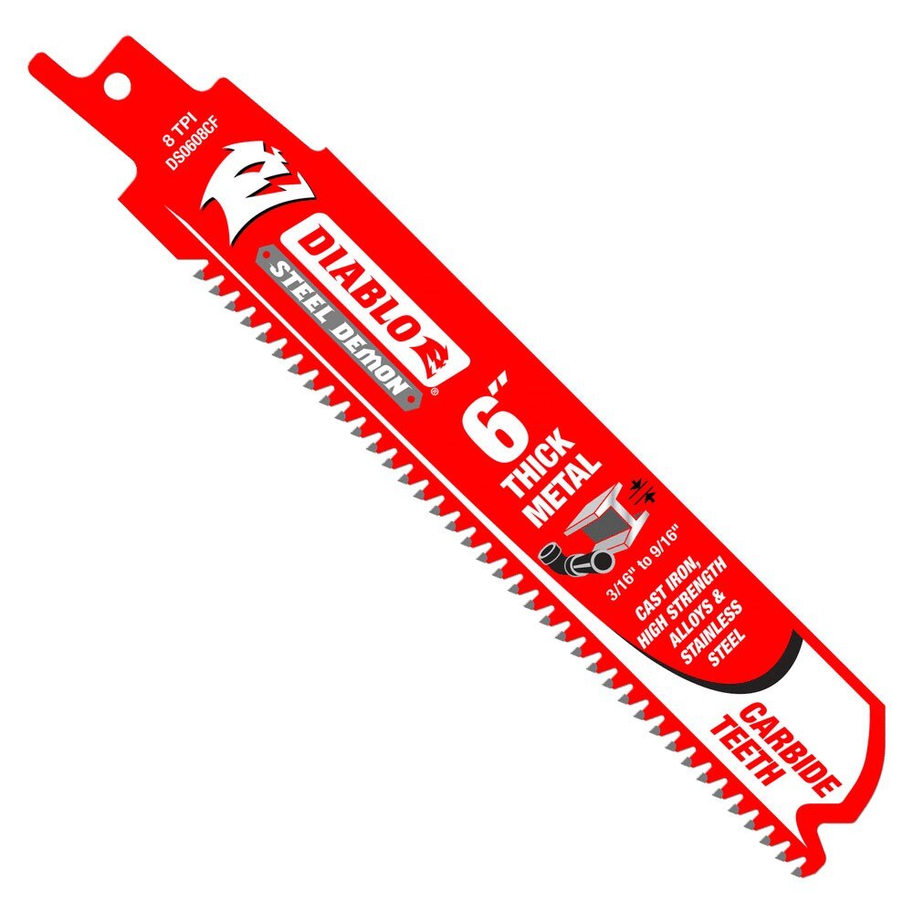 Diablo DS0608CF3 6" Steel Demon Carbide Recip Blades for Thick Metal Cutting, 3 Pack