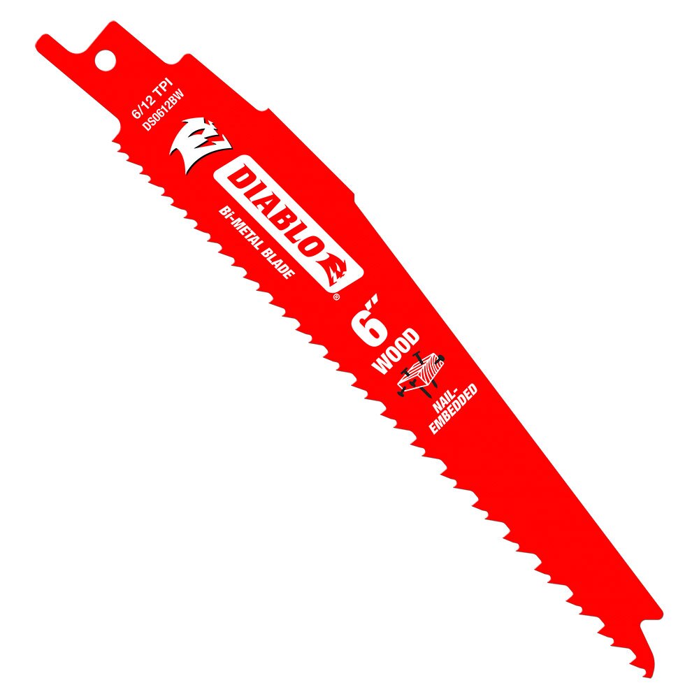 Diablo DS0612BW15 6" Bi-Metal Recip Blade for Nail Embedded Wood, 15 Pk