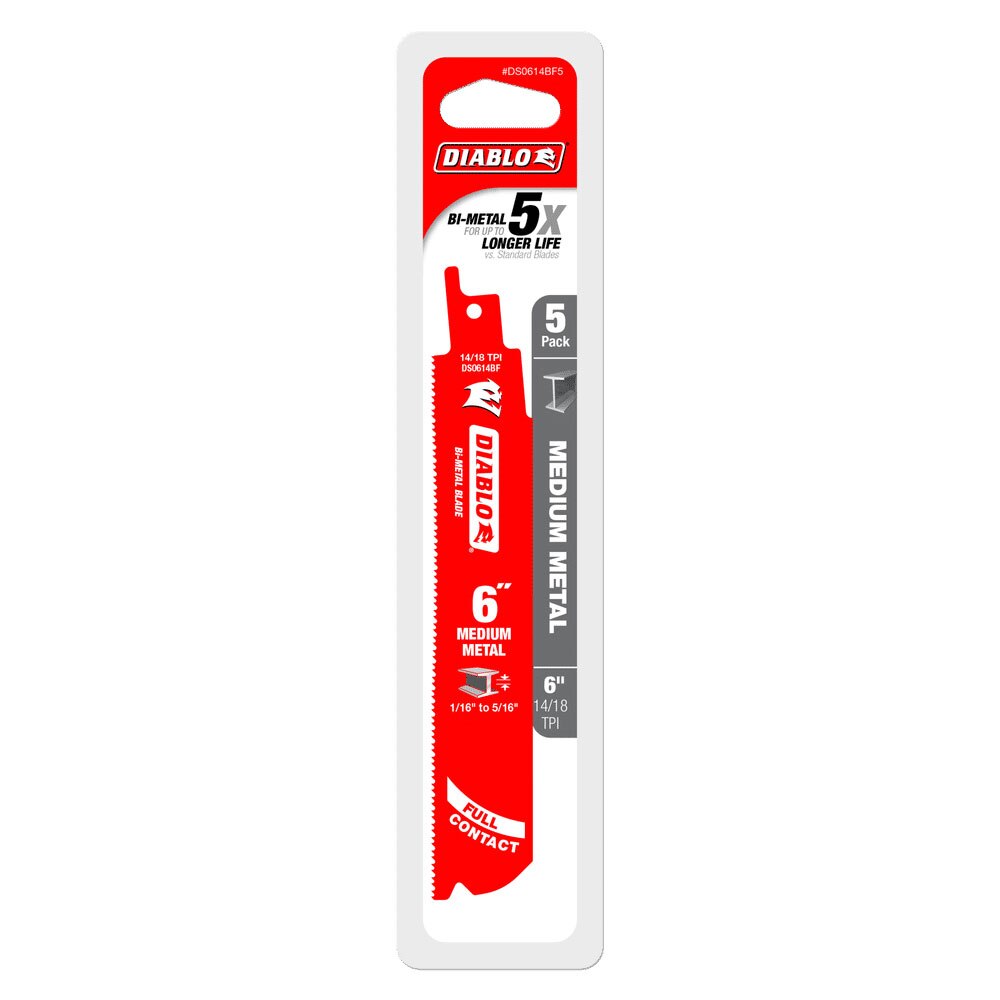 Diablo DS0614BF5 6" Bi-Metal Recip Blade for Medium Metal Cutting, 5 Pack - 2
