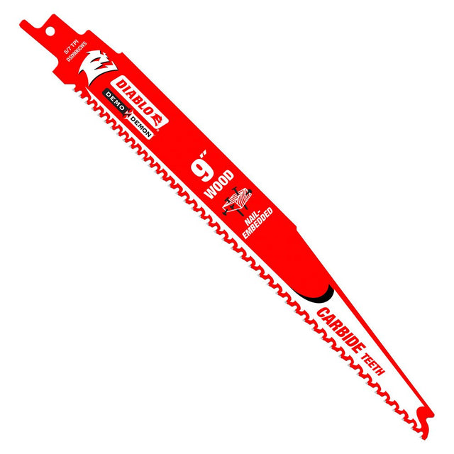Diablo DS0906CWS 9" Demo Demon Carbide Recip Blade for Nail-Embedded Wood
