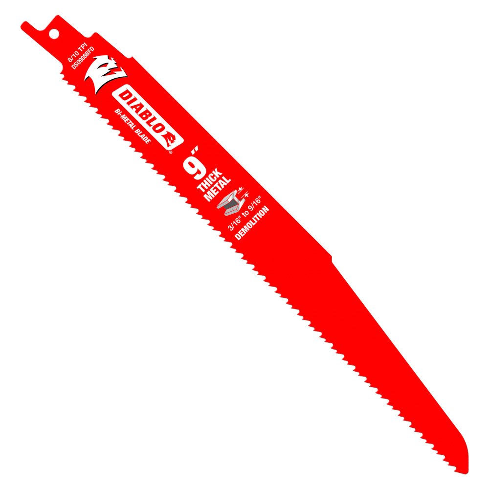 Diablo DS0908BFD25 9" Bi-Metal Recip Blade for Thick Metal/Demolition, 25 Pack