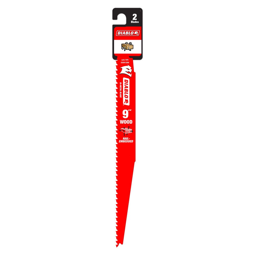 Diablo DS0912BW2 9" Bi-Metal Recip Blade for Nail Embedded Wood, 2 Pack - 2
