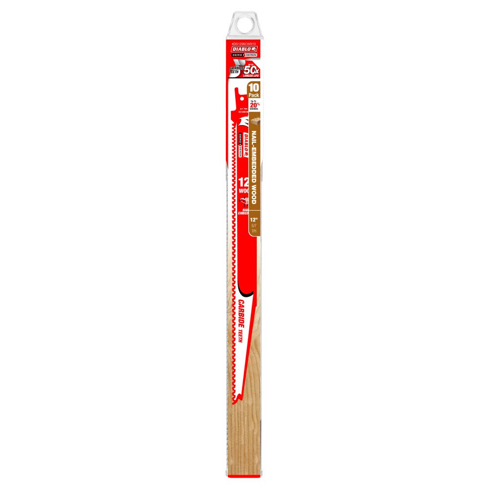 Diablo DS1206CWS10 12" Demo Demon Carbide Recip Blade for Nail-Embedded Wood, 10 Pack - 2