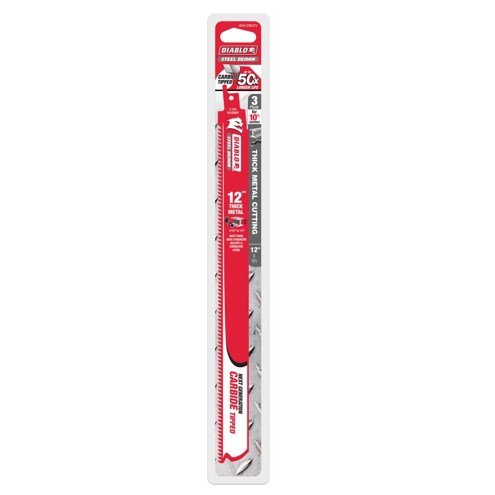 Diablo DS1208CF3 12" Steel Demon Carbide Recip Blades for Thick Metal Cutting, 3 Pack - 2